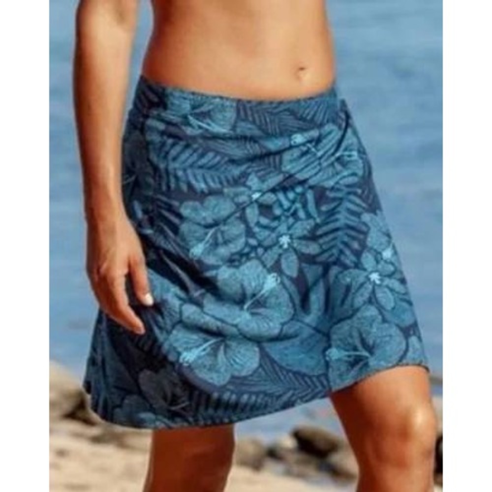 RipSkirt Hawaii Women Small Blue‎ Tropical Hibiscus Floral Wrap Skirt RN142231